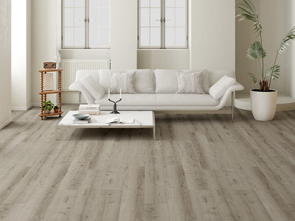 LB Floor Eiche Designboden Eiche Grau – 6 x 240 x 1524 mm, 2,19 m², Rigid SPC, inkl. 1,0 mm Kork-Trittschall