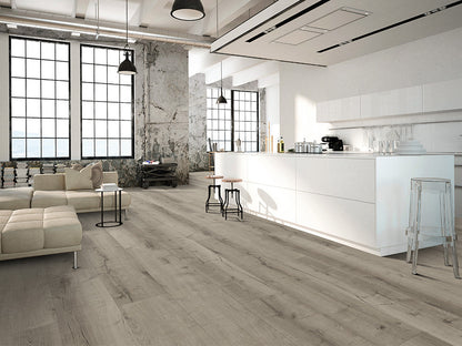 LB Floor Eiche Designboden Eiche Grau – 6 x 240 x 1524 mm, 2,19 m², Rigid SPC, inkl. 1,0 mm Kork-Trittschall