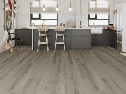 LB Floor Eiche Designboden Eiche Grau – 6 x 240 x 1524 mm, 2,19 m², Rigid SPC, inkl. 1,0 mm Kork-Trittschall