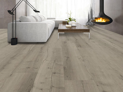 LB Floor Eiche Designboden Eiche Grau – 6 x 240 x 1524 mm, 2,19 m², Rigid SPC, inkl. 1,0 mm Kork-Trittschall