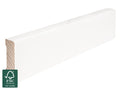 Kiefer Sockelleisten „Rundkante“ – 16x40x2400 mm, massiv, weiß lackiert (RAL 9016), 10 Stk./Bund