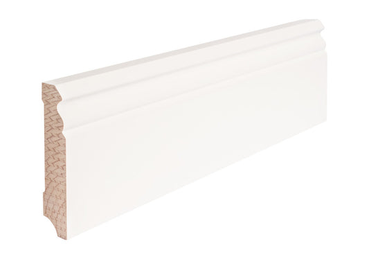 Kiefer Sockelleisten „Berliner Profil“ – 16x80x2400 mm, massiv, weiß lackiert (RAL 9016), 10 Stk./Bund
